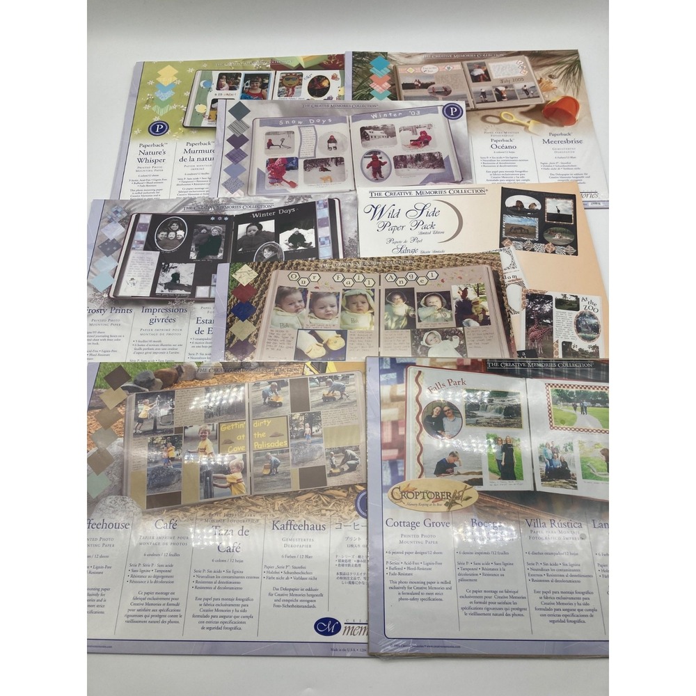 Lot 8 Vintage Creative Memories 10x12 Scrapbook Paper Packs Photo Mounting